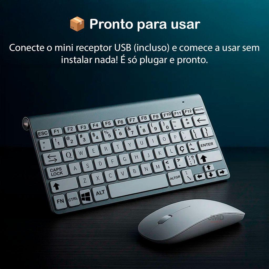 Combo Teclado + Mouse Sem Fio WEIBO 2.4G com Receptor USB Incluso