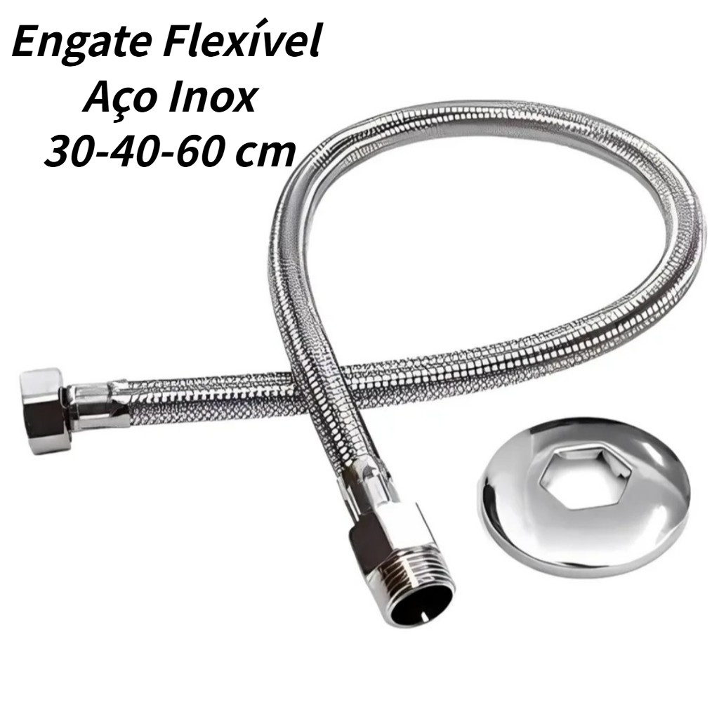 Mangueira Engate Flexível Aço Inox 30cm/40cm/60cm Água Fria e Quente Pias Macho e Femea em Oferta na Shopee
