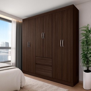 Guarda-Roupa Casal Flash 6 PT 2 GV Café em Oferta na Shopee