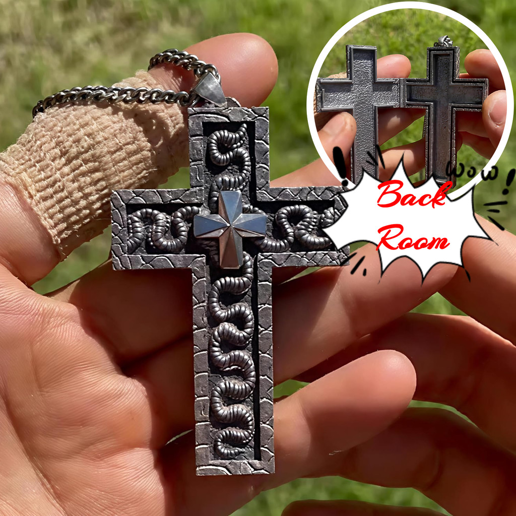 Conjunto de Colar com Pingente de Tentáculo de Lula e Cruz para Homens - Colar de Latão Impresso em 3D com Compartimento