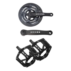 Kit Pedivela Bike Em Aço 170mm 28/38/48 Indexado Gta 7v 8v + Pedal Gts Par Plataforma 9/16 De Alumínio Rosca Grossa
