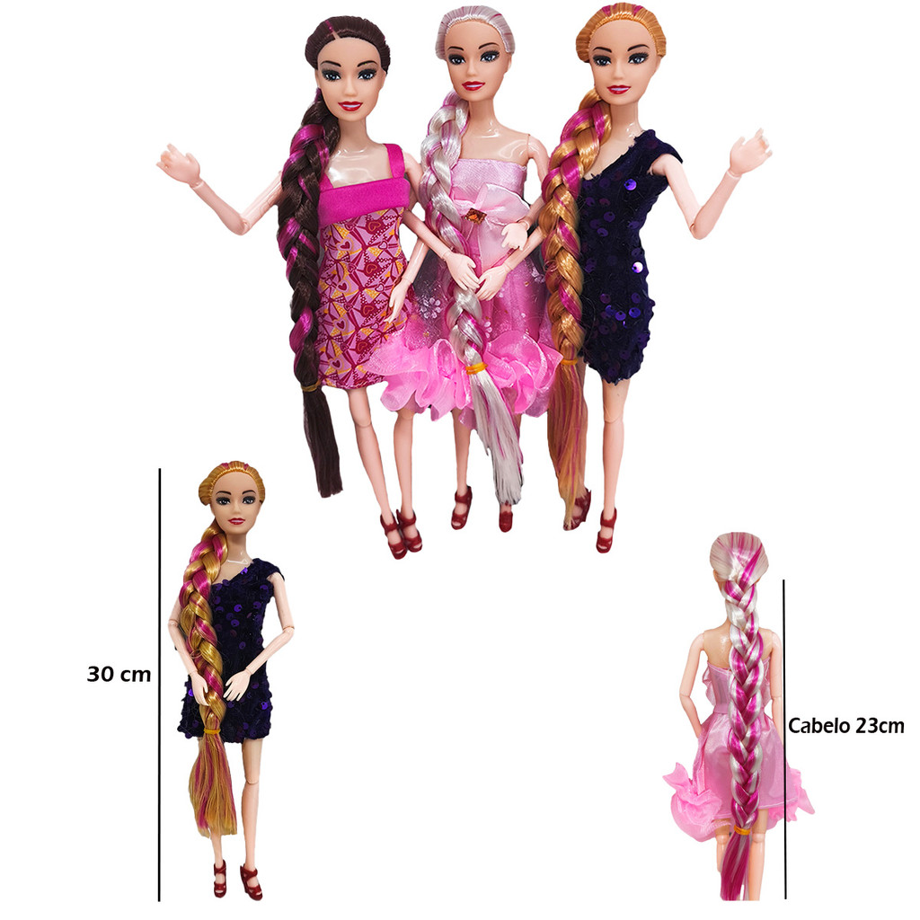 Kit 3 Bonecas Articuladas Fashion Beauty em Oferta na Shopee