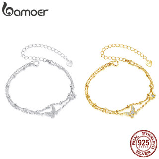 Pulseira De Prata Esterlina 925 Bamoer , Joias De Borboleta De Camada Dupla , Presentes Para Mulheres em Oferta na Shopee