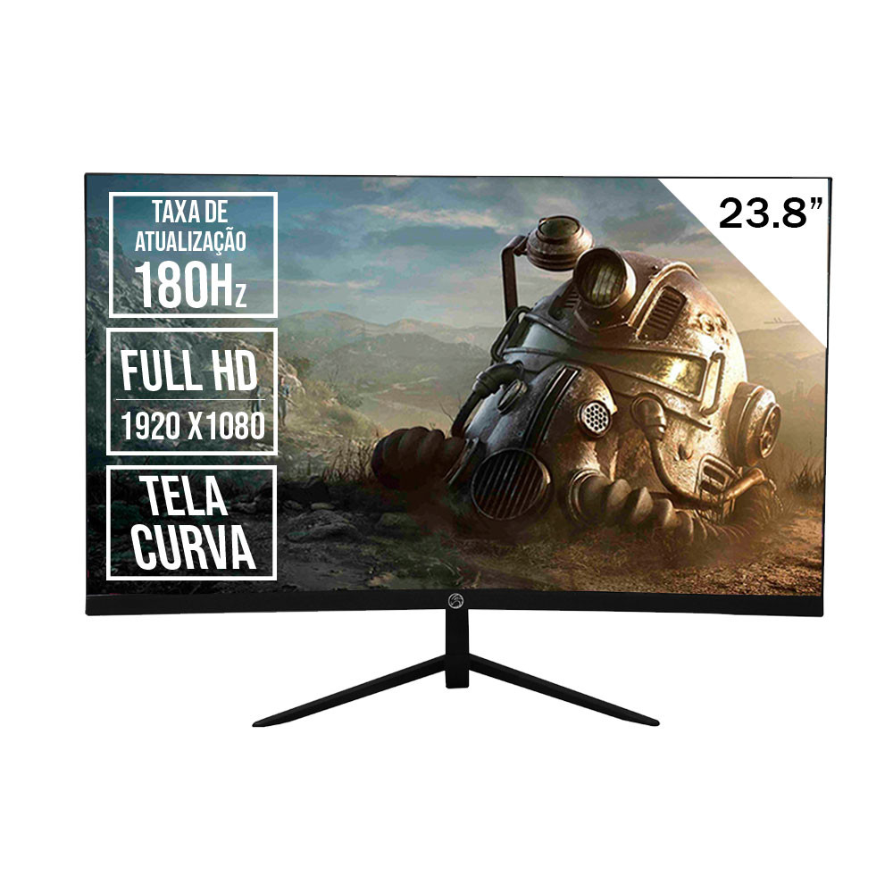 MONITOR GAMER BRAZILPC 23.8 FullHD 180Hz CURVO R1500 PRETO 24R15 WIDESCREEN