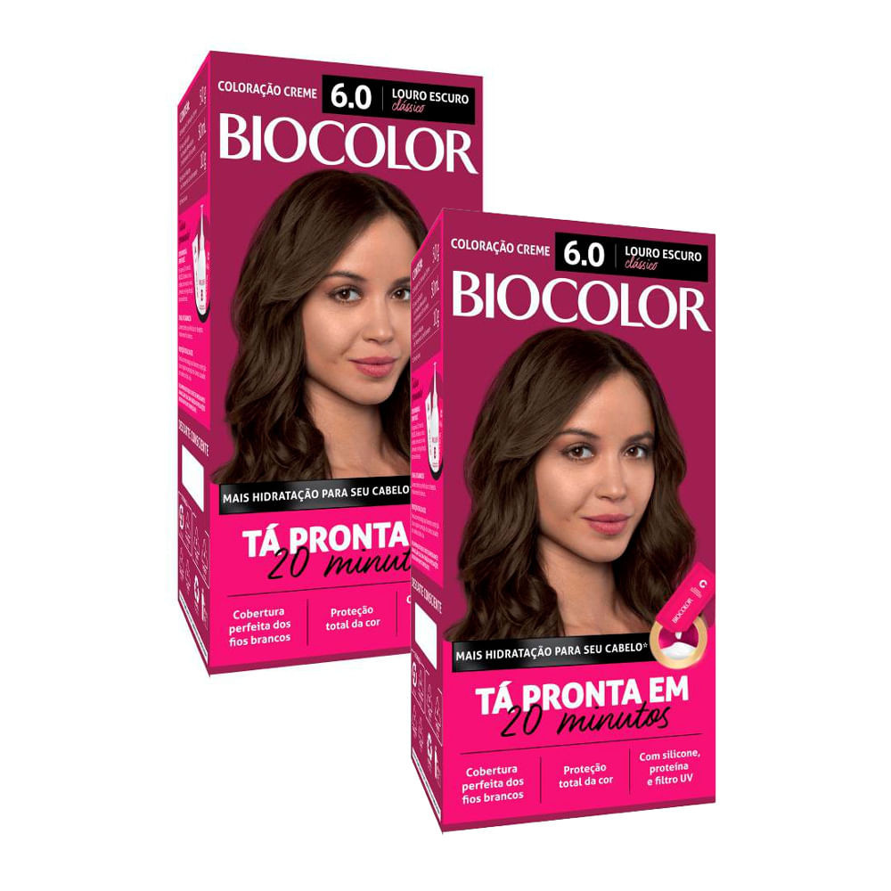 Kit 2 Tinta de Cabelo Biocolor Mini Kit Louro Escuro Clássico 6.0 - Beauty