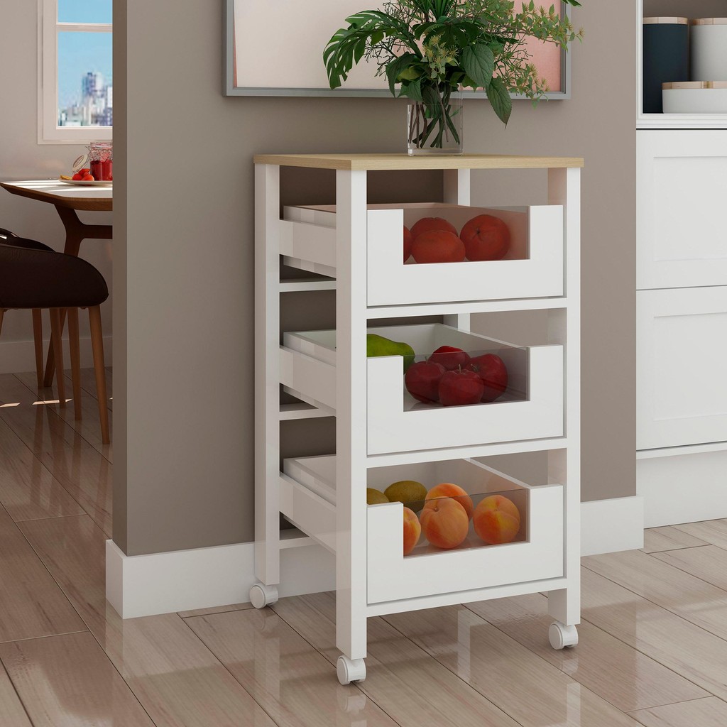 Balcão Cozinha Fruteira Genialflex Adapthi Branco Savana