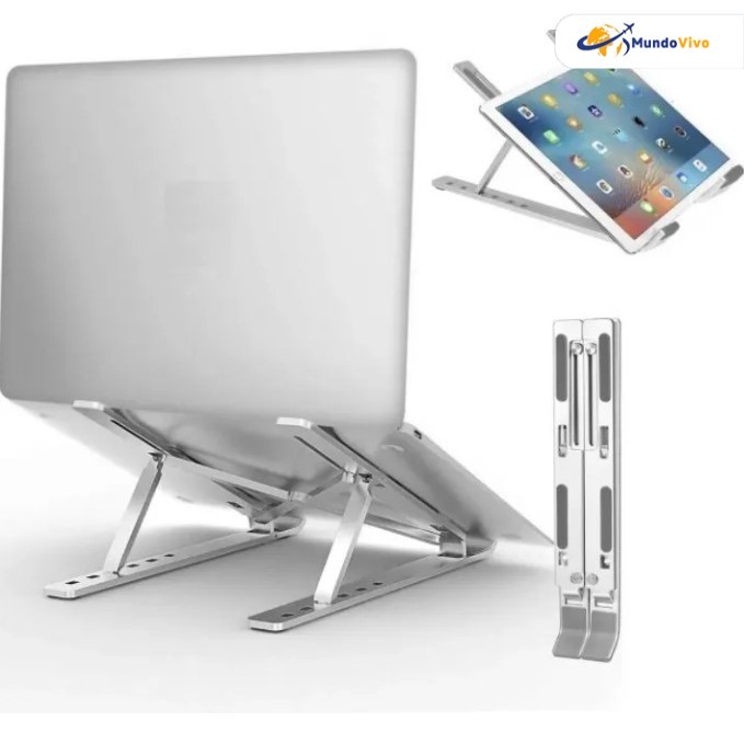 Suporte de alumínio para notebook: dobrável+múltiplas regulagens de altura, ideal para escritório e fácil de transportar