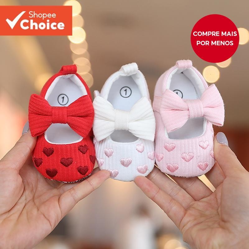 Adoráveis Sapatos De Bebê Com Laço Macio Para Meninas – Calçados Antiderrapantes Atividade...