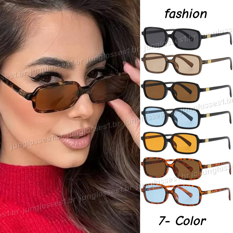 Moda Retro Retângulo Pequeno Quadro Óculos De Sol Para Homens E Mulheres Unisex Marrom UV Proteção em Oferta na Shopee