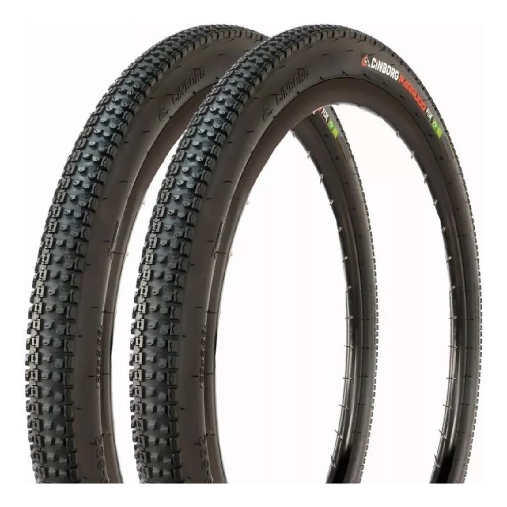 Par Pneu Bicicleta Mtb Cinborg Parrudo Fox Aro 26x2.10 Balão Cor Preto
