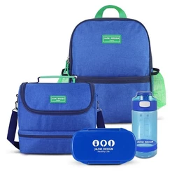 Conjunto Lancheira Térmica com Pote p/ Lanche 450ml e Garrafa / Mochila Escolar - Jacki Design