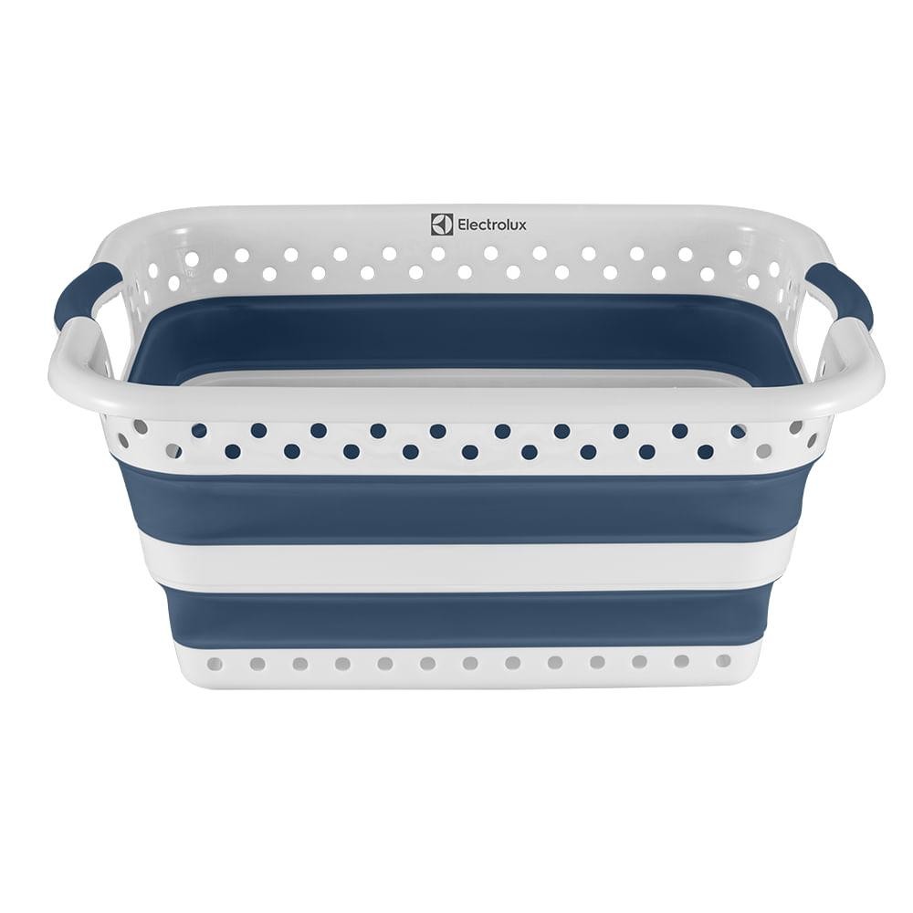 Cesto para Roupas Dobrável Electrolux 40 Litros Branco e Azul em Oferta na Shopee