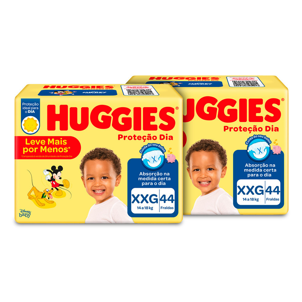 Kit 2 - Fralda Huggies Proteção Dia XXG 44 Un - Mom & Baby