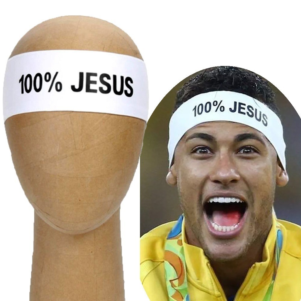 2 FAIXAS DE CABELO 100% JESUS FAIXA OU BANDANA BRANCA ESTILO NEYMAR CAMISA 10 DO SANTOS