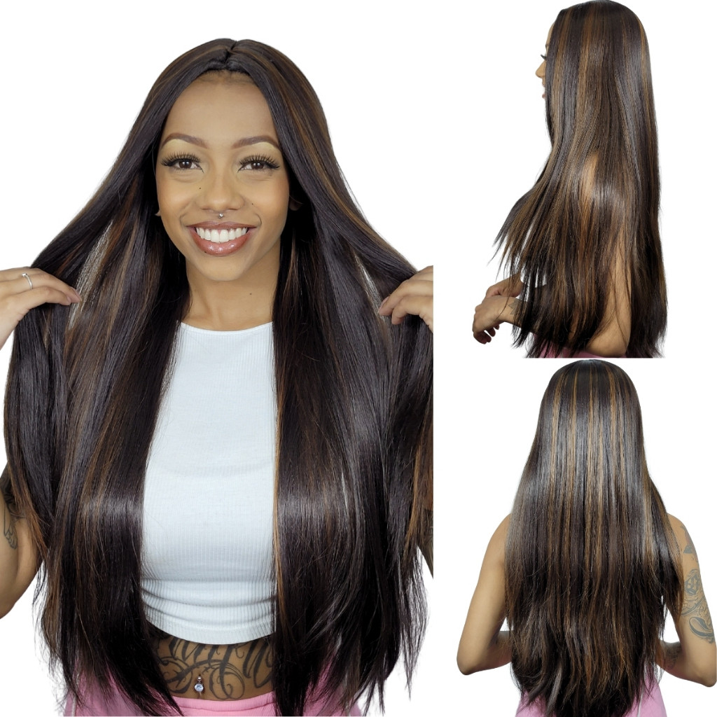 Peruca Wig Aspecto Humano Fashion Line Fibra Premium Liza em Oferta na Shopee