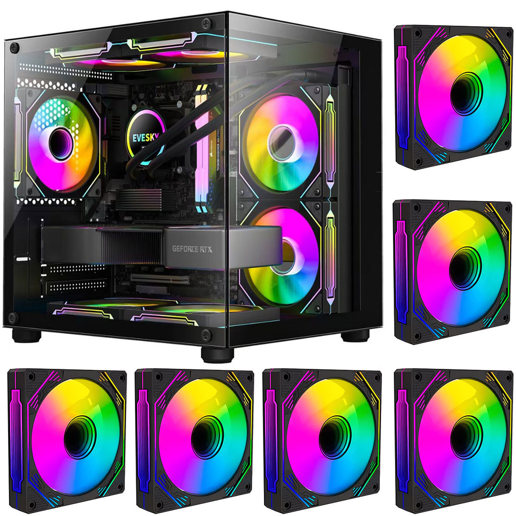 Gabinete Gamer  Aquário em Vidro Com 6 Fans RGB ( NENHUMA E REVERSE) GB1796 ACOMPANHA CONTROLADORA EMBUTIDA
