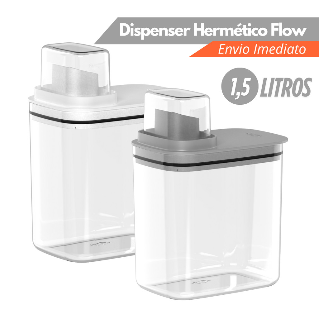 Dispenser Organizador Lavanderia 1,5 Litros Acrílico amaciante, Sabão em Pó Hermético