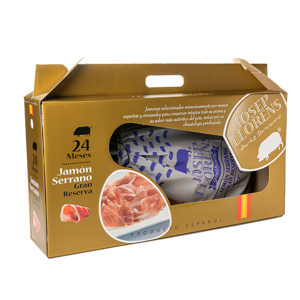 Kit Jamon Serrano Gran Reserva Josep Llorens 24 Meses 8kg Com Suporte e Faca