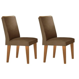 Cadeira Sala de Jantar Lunara Kit 2 Un Madeira Capuccino/Suede Capuccino - Rufato em Oferta na Shopee