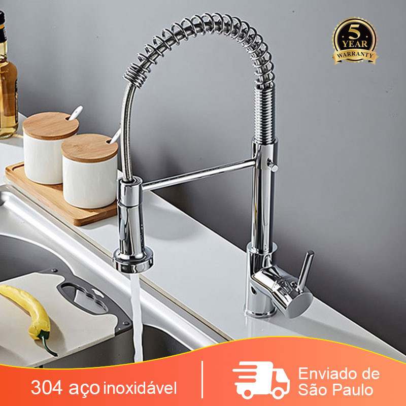 Torneira Gourmet Com Chuveiro - Torneira Para Cozinha Luxo Torneira  Aço Inox 304 Com Rotação 360°