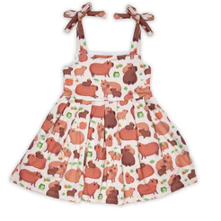 Vestido Infantil Menina Capivara Com Lacinho Proteção UV 50+ Rodado Mini Boo
