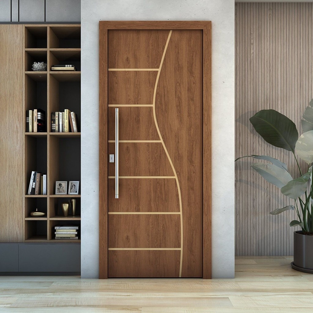 Folha de Porta de Madeira Frisada 210x80 Espessura 3,5cm Valuchi Imbuia em Oferta na Shopee