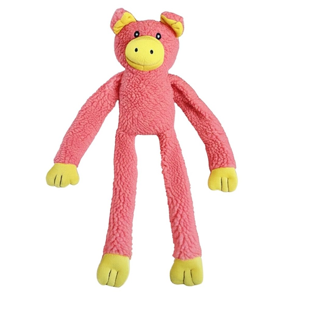 Brinquedo de Cachorro Porco de Pelúcia Mordedor Pet Grande com Apito Som Interativo Olho Bordado