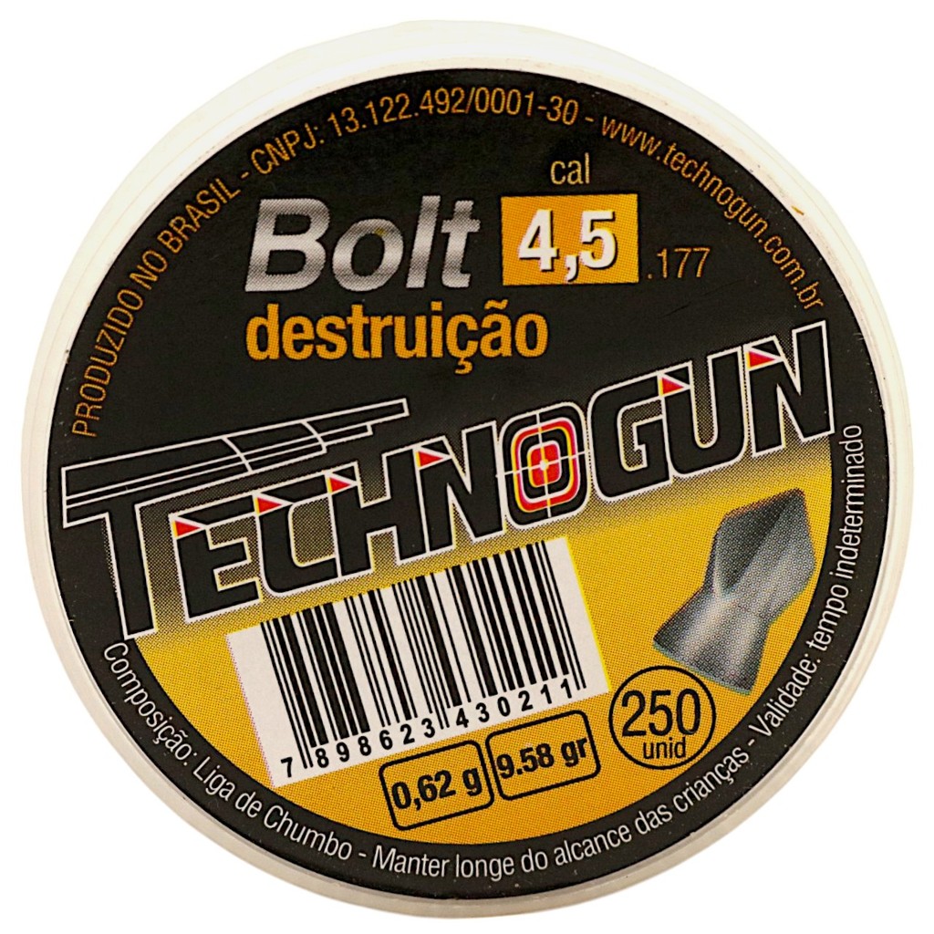 Chumbinho Technogun Bolt Destruição 4.5mm (.177) - 250un em Oferta na Shopee