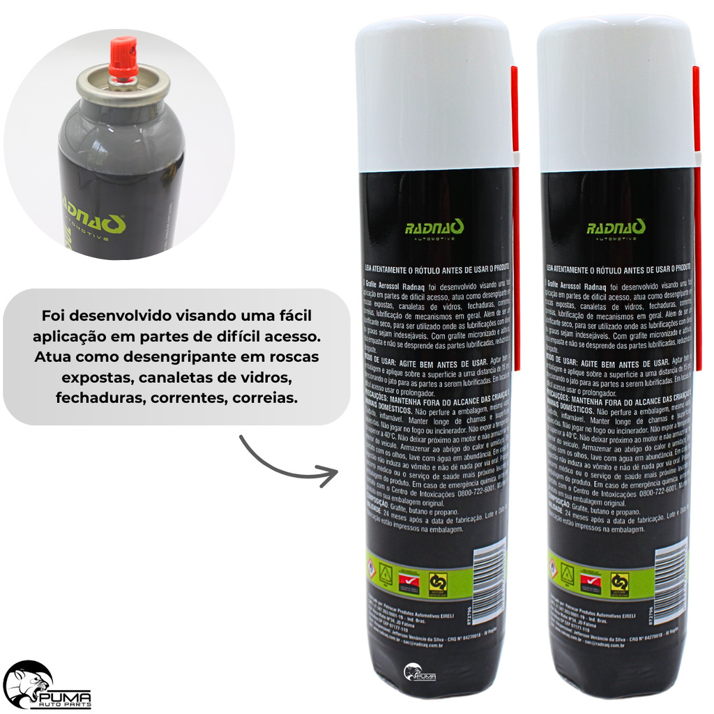 Grafite Spray Automotivo Lubrifica Canaleta Dos Vidros 600ml — imagem 2 de 2