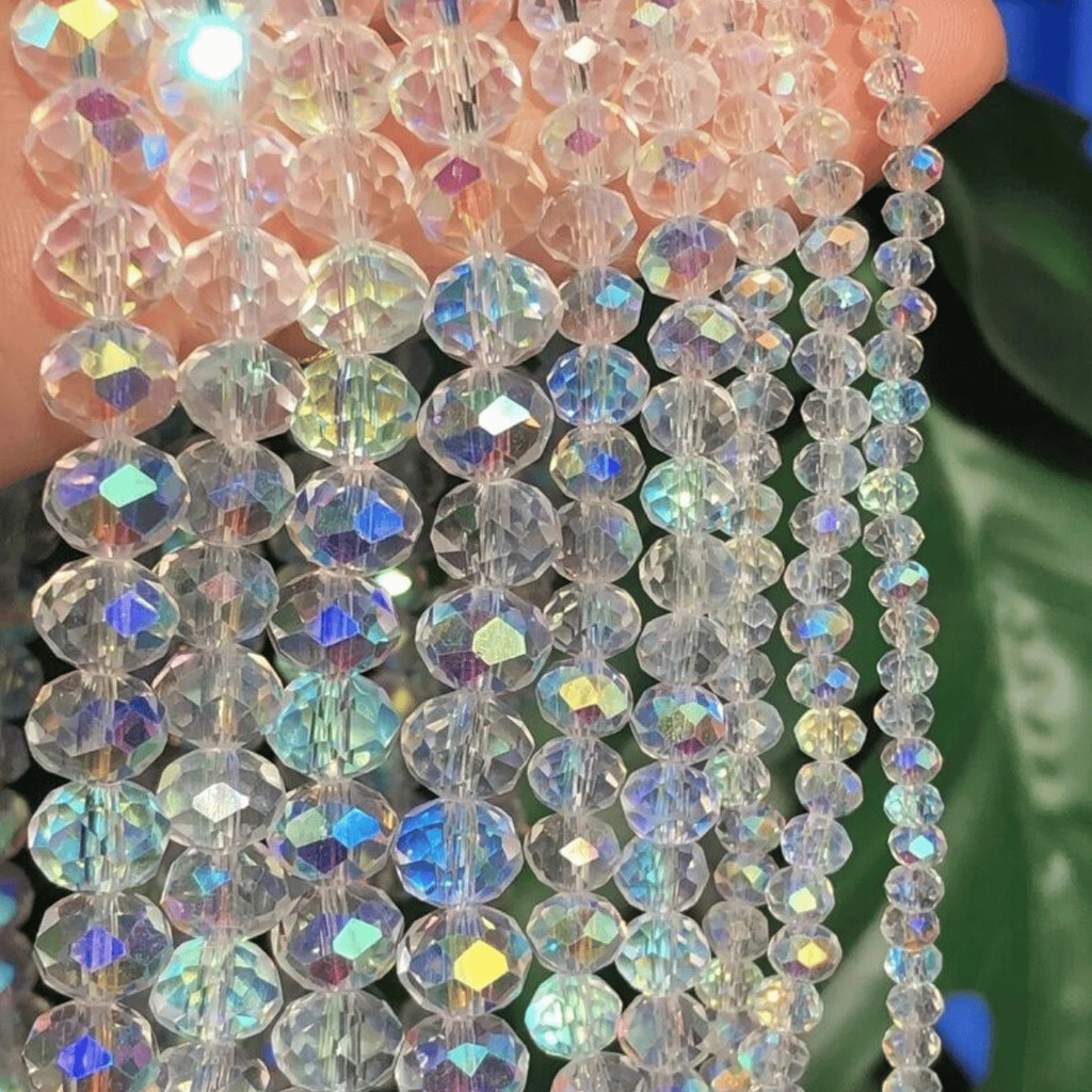 Fio de Cristal VERDADEIRO Brilho Superior Zircônia Transparente Boreal Ab Cor  Miçanga 4/6 ou 8mm em Oferta na Shopee