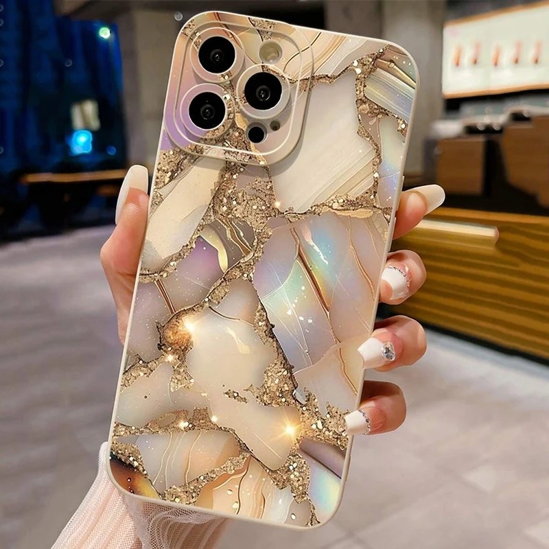 Capa Impressa Em Mármore Classificado Dourado Para Samsung S25 S24 S23 Ultra S22 S21 Plus S23 S24 FE Macia