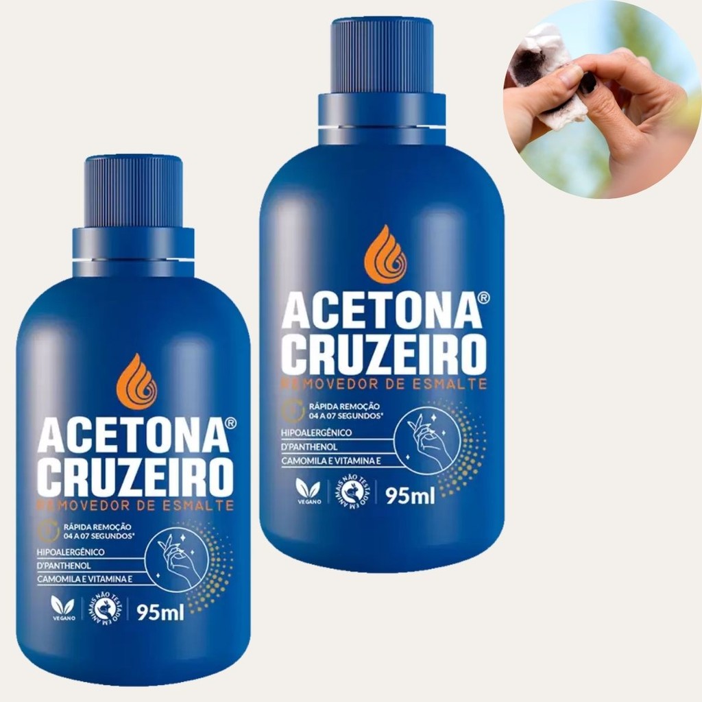 Kit 2 Unidades Acetona Removedor De Esmalte Cruzeiro 95ml