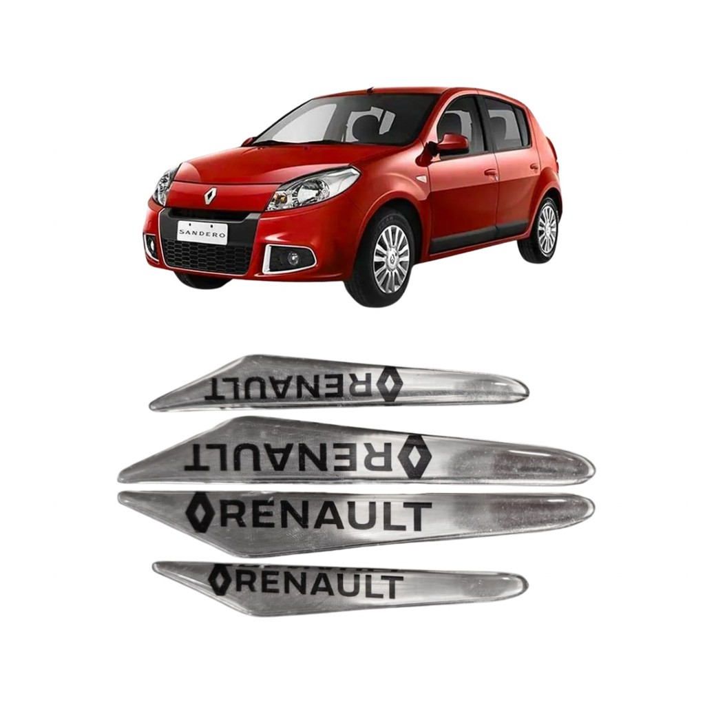 Kit Adesivo Protetor Porta Renault Prata 4 Unidades