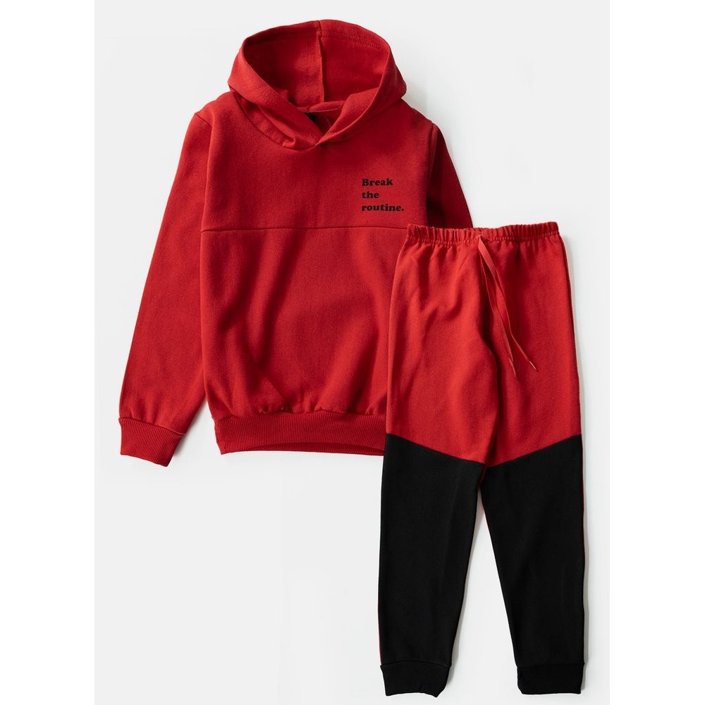 Conjunto Infantil Masculino Moletom C/Capuz Break The Routine Vermelho 0581 - Torrox