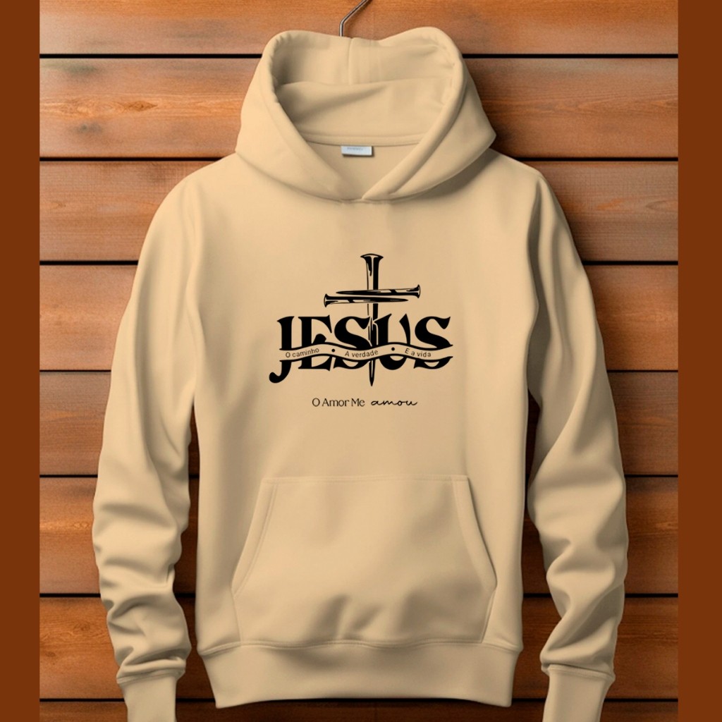 Moletom blusa de frio Canguru Jesus o Caminho A Verdade E a Vida Flanelado moda evangélica