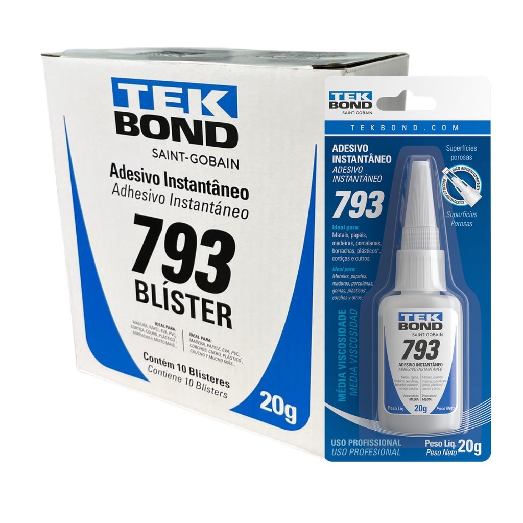 Tek Bond 793 Cola Instantânea 20g Blíster cx c10 Super Bonde