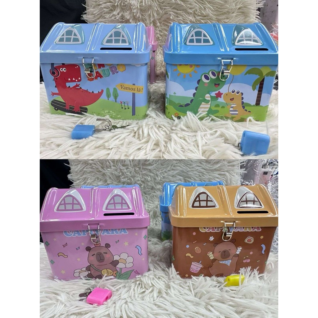 Cofre Infantil Formato de Casa para Decoração, Presente