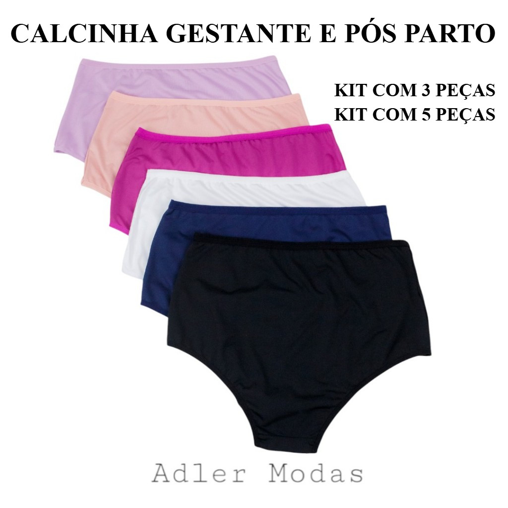3 ou 5 Calcinhas Cintura Alta para Gestantes e Pós-Parto | Toque Suave