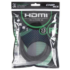 Cabo HDMI 2.0 Premium - 3 metros - 19 pinos - 4K UltraHD 3D - Chip SCE 018-2223