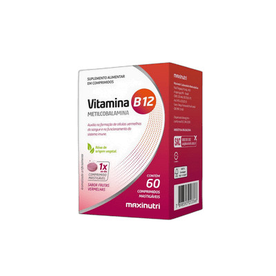 Vitamina B12 Metilcobalamina 60 Comprimidos Mastigáveis Frutas Vermelhas Energia Cérebro Imunidade