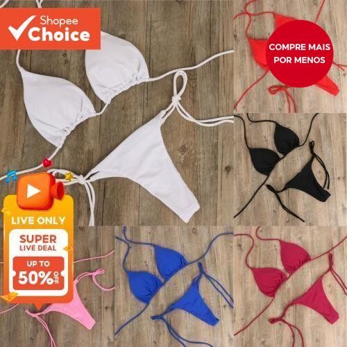 2 Pçs Conjuntos De Biquíni Sexy Para Mulher Tie-Side G-String Tanga Maiô Feminino Bandagem...