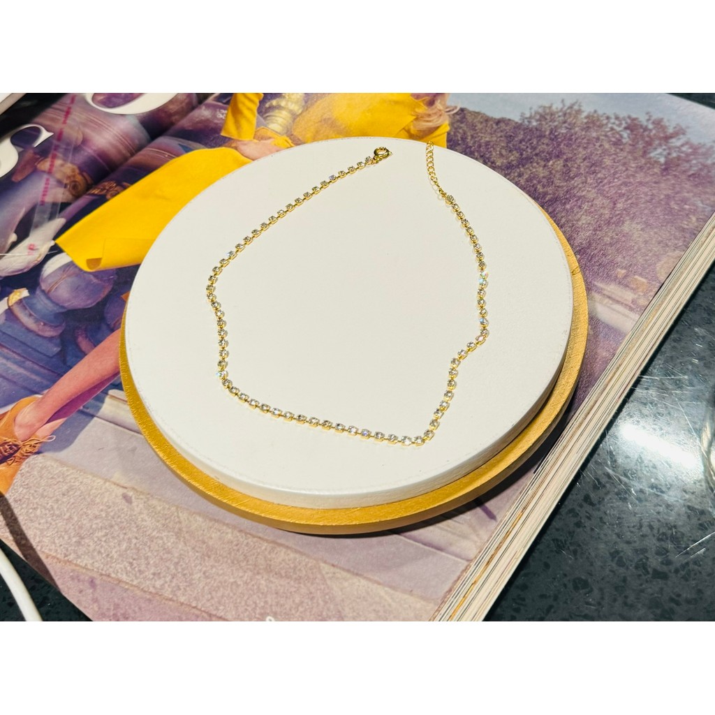 Choker gargantilha riviera de strass navete folheada a ouro 18k colar brilhante feminino delicado cordão fino festas
