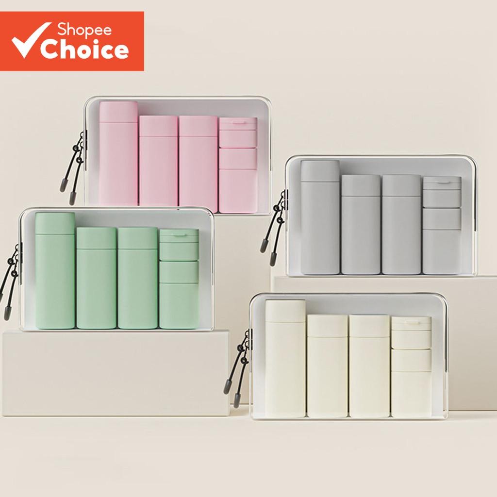 6pcs PE Material Conjunto de Viagem Shampoo Gel de Banho Loção Vazia Frasco Sub-garrafa