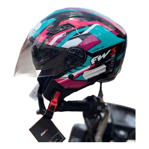 Capacete Aberto Fw3 X Open Up Fox Azul Tiffany + Brinde