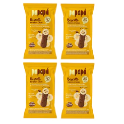 Kit 4x Biscoito Infantil Biscotti Banana E Cacau Papapá 60g