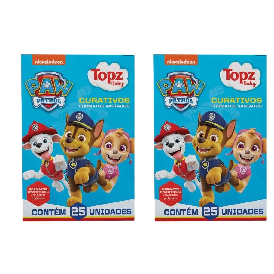 Curativos Patrulha Canina 25 Un Formatos Diversos KIT C/2 UN