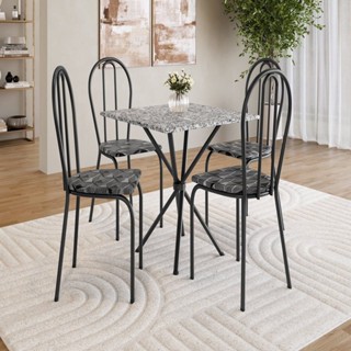Conjunto sala de Jantar Mesa Quadrada 70cm Tampo Granito com 4 Cadeiras Leia em Oferta na Shopee