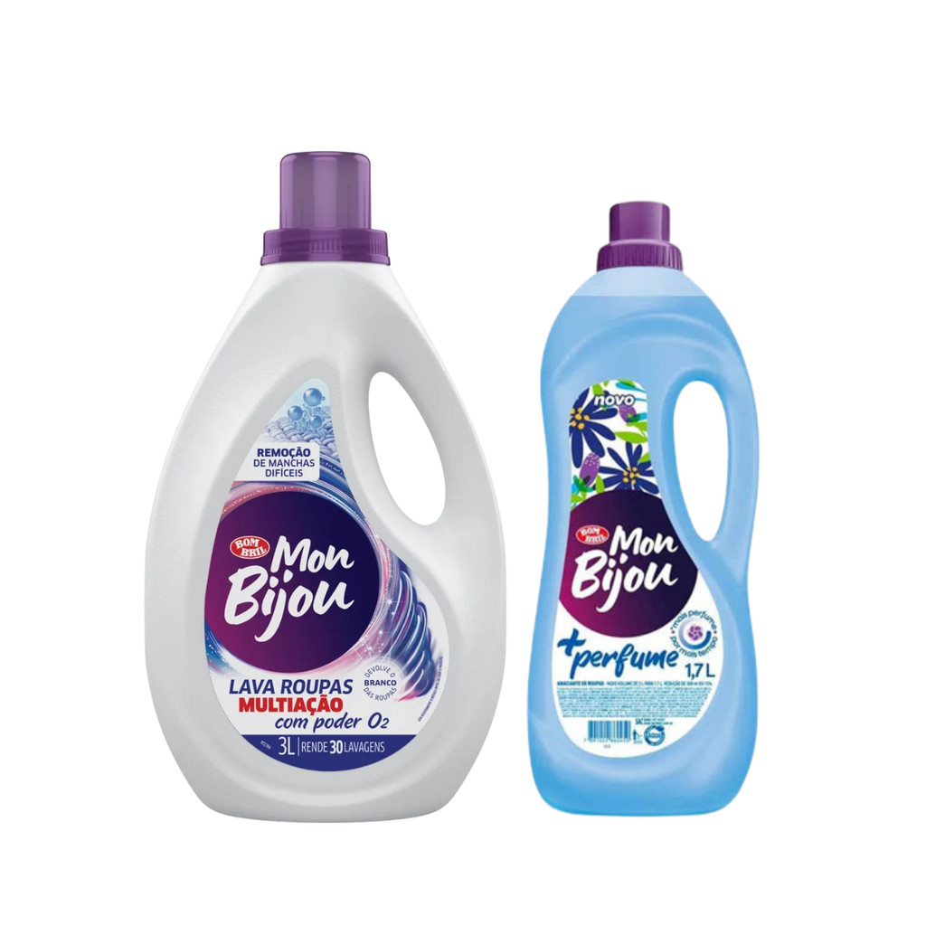 Kit Lava Roupas Action 3L + Amaciante 1,7L Mon Bijou em Oferta na Shopee