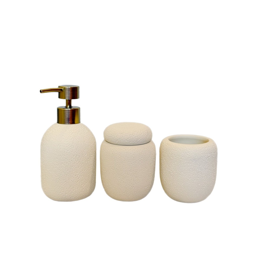 Kit Lavabo Em Cimento Off White (3 peças) - Mart
