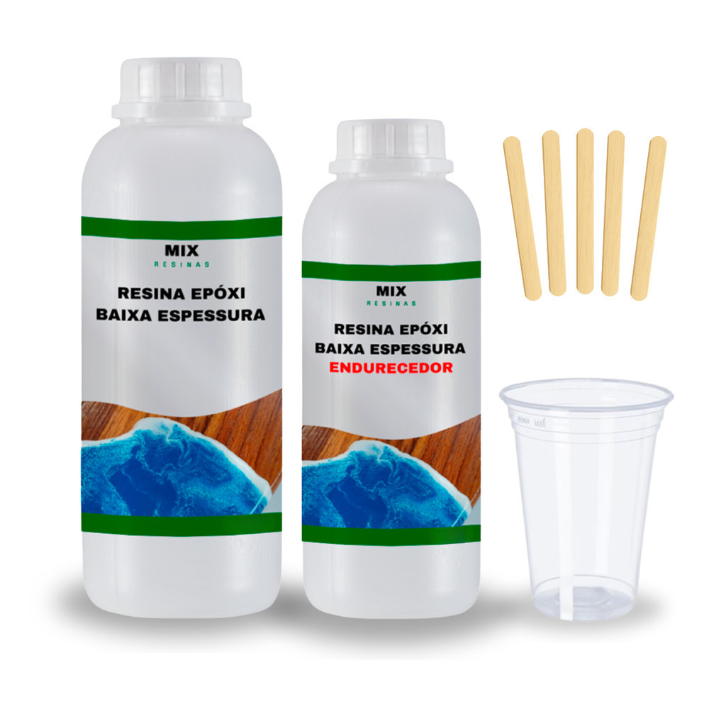 Kit Iniciante Resina Epóxi Baixa Espessura 300g com Copo + Palito